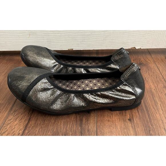 REVERE Nairobi Metallic Lizard Print Leather Comfort Ballet Flats Shoes Sz 39 - Picture 7 of 11